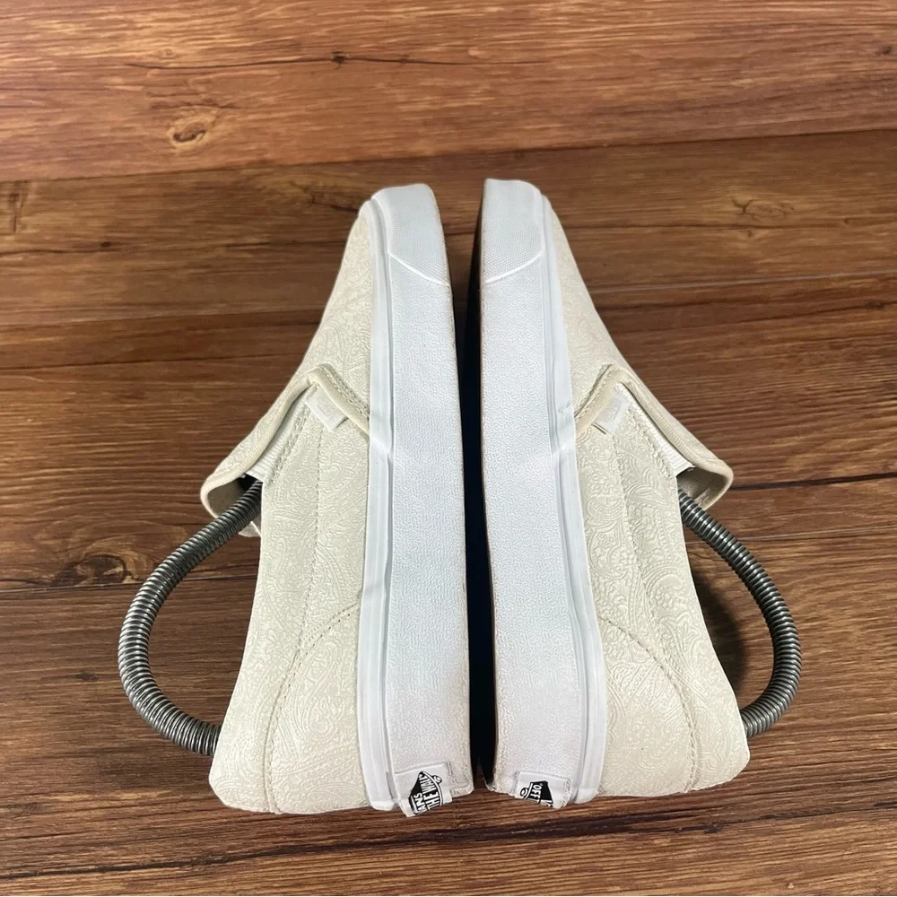 VANS Paisley Tan Leather Slip-On Shoes Sneakers Women’s Size 8.5 - Picture 2 of 11
